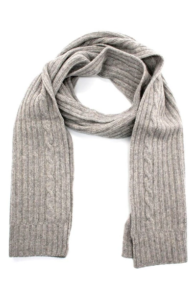 Portolano Cashmere Cable Knit Scarf In Light Heather Grey