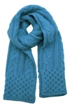Portolano Chunky Cable Knit Scarf In Ash Blue