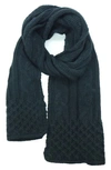 Portolano Chunky Cable Knit Scarf In Black