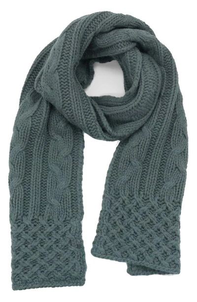 Portolano Chunky Cable Knit Scarf In Green