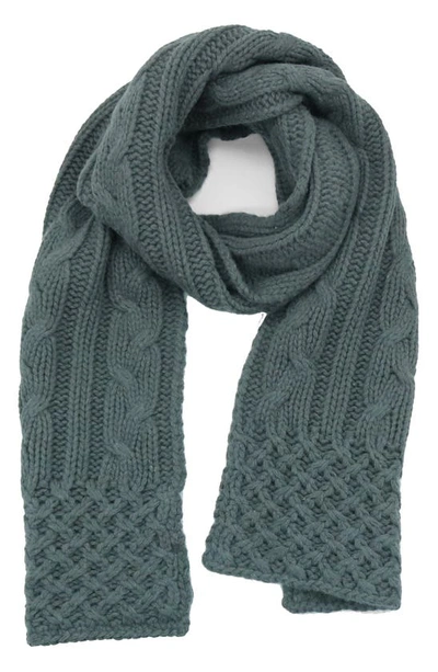 Portolano Chunky Cable Knit Scarf In Medium Heather Grey