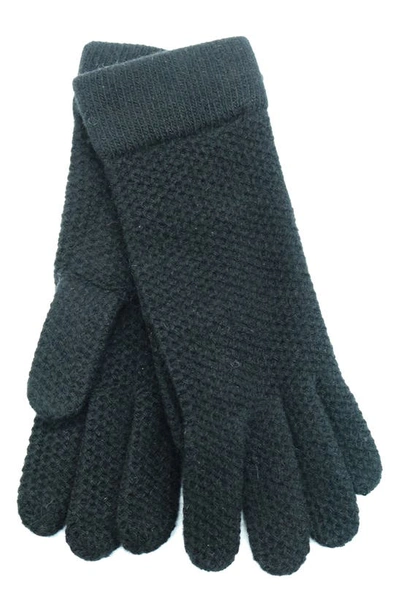 Portolano Cashmere Honeycomb Knit Gloves In Black