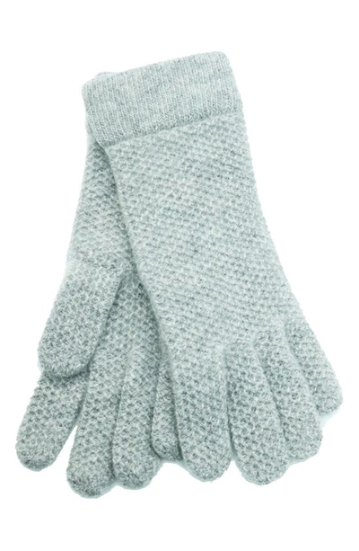 Portolano Cashmere Honeycomb Knit Gloves In Light Heather Grey