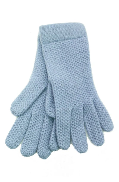 Portolano Cashmere Honeycomb Knit Gloves In Baby Blue