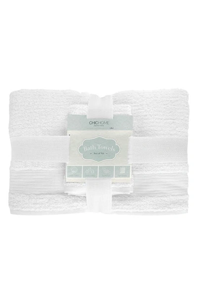 Chic Jacquard Weave Cotton 6-piece Bath Towel Set In White