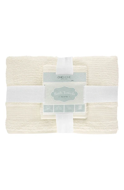 Chic Jacquard Weave Cotton 6-piece Bath Towel Set In Beige