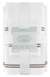 Chic Stripe Hem Cotton 6-piece Bath Towel Set In White-taupe