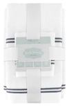 Chic Stripe Hem Cotton 6-piece Bath Towel Set In White-grey