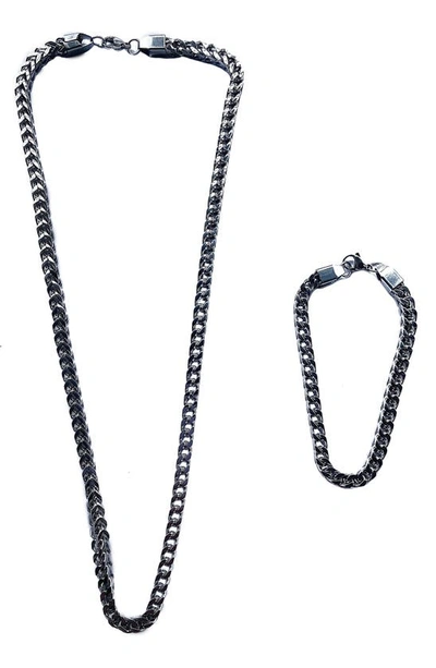Clancy Garrett Franco Chain Necklace & Bracelet Set In Silver