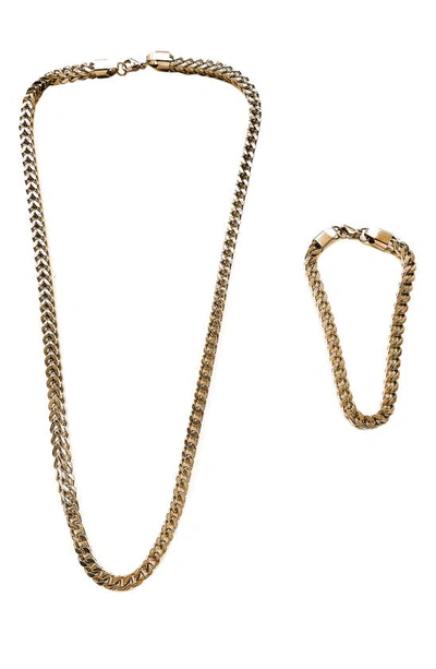 Clancy Garrett Franco Chain Necklace & Bracelet Set In Gold