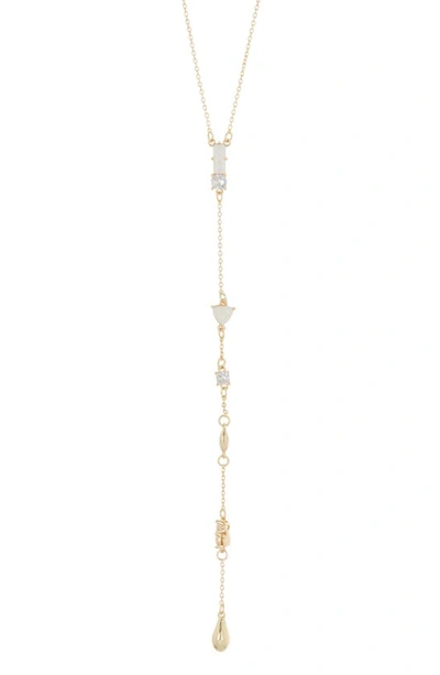 Nordstrom Rack Cubic Zirconia & Imitation Opal Station Y-necklace In Opal- Clear- Gold