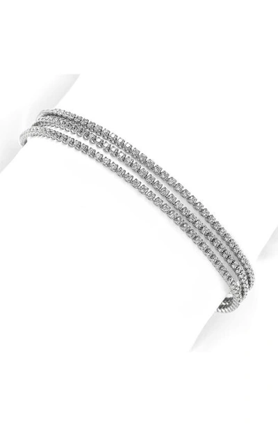Suzy Levian Tri-tone Sterling Silver Cz Bracelet