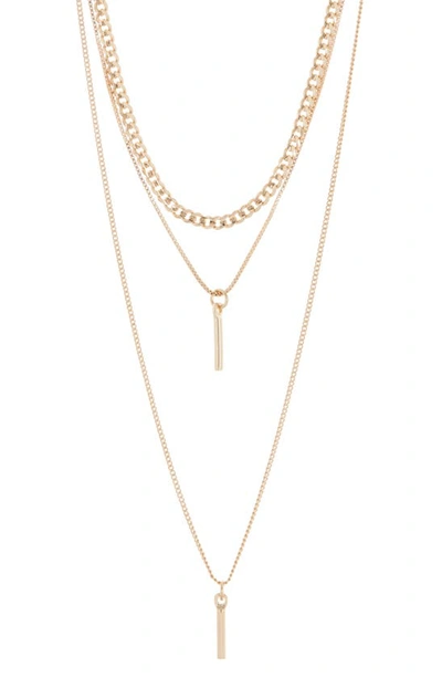 Nordstrom Rack Bar Pendant Triple Layered Necklace In Gold