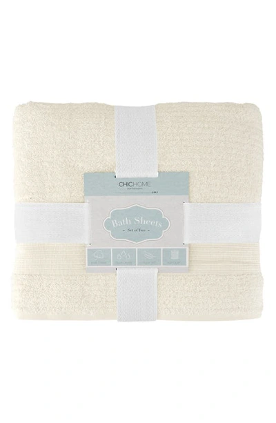 Chic Jacquard Weave Cotton 2-piece Bath Sheet Set In Neutral