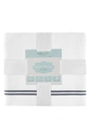 Chic Stripe Hem Cotton 2-piece Bath Sheet Set In White-grey