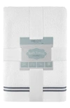 Chic Stripe Hem Cotton 3-piece Bath Towel Set In White