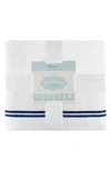 Chic Stripe Hem Cotton 2-piece Bath Sheet Set In White-navy