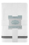 Chic Stripe Hem Cotton 3-piece Bath Towel Set In White-black
