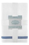 Chic Stripe Hem Cotton 3-piece Bath Towel Set In White-navy