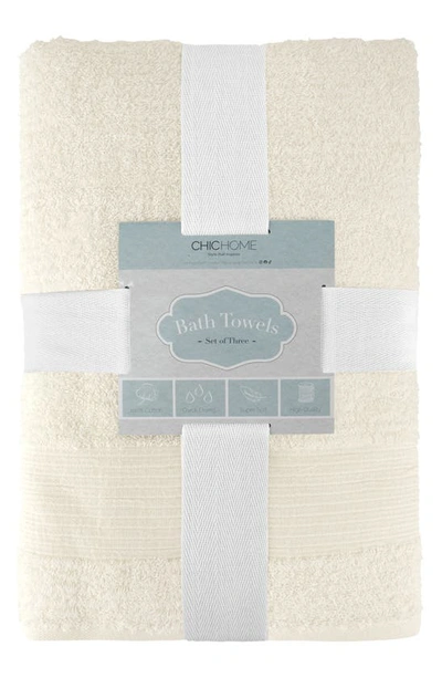 Chic Jacquard Weave Cotton 3-piece Bath Towel Set In Beige