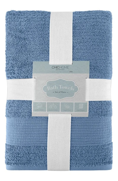 Chic Jacquard Weave Cotton 3-piece Bath Towel Set In Blue