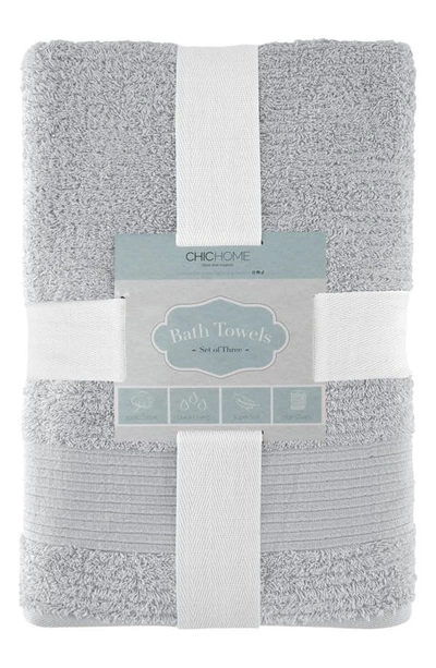 Chic Jacquard Weave Cotton 3-piece Bath Towel Set In Grey