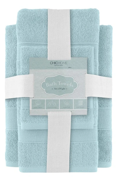Chic Turkish Cotton 6-piece Bath Towel Set In Blue
