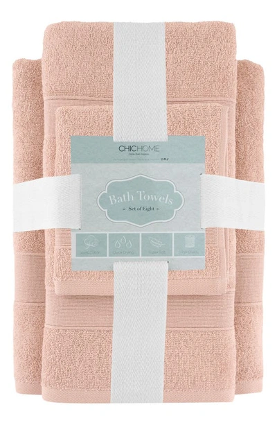 Chic Turkish Cotton 6-piece Bath Towel Set In Pink