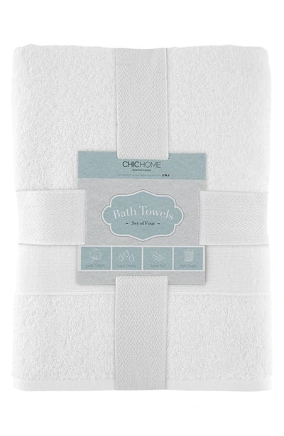 Chic Turkish Cotton 4-piece Bath Towel Set In White