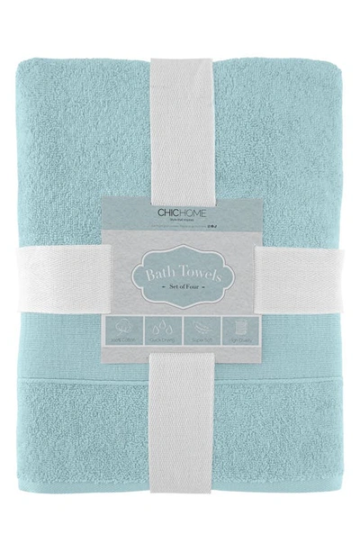 Chic Turkish Cotton 4-piece Bath Towel Set In Blue