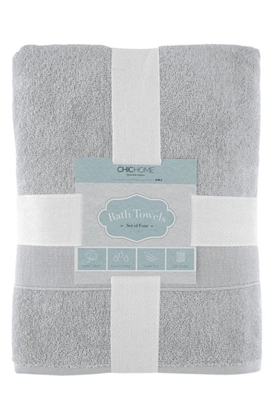 Chic Turkish Cotton 4-piece Bath Towel Set In Grey