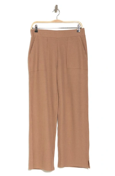 Shop Z By Zella Waffle Wide Leg Pants In Brown Ginger
