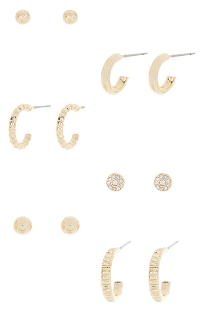 Melrose And Market Set Of 6 Assorted Stud & Hoop Earrings In Clear- Gold