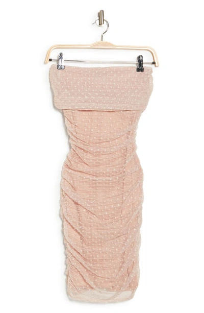 Bebe Off The Shoulder Ruched Body-con Dress In Champ