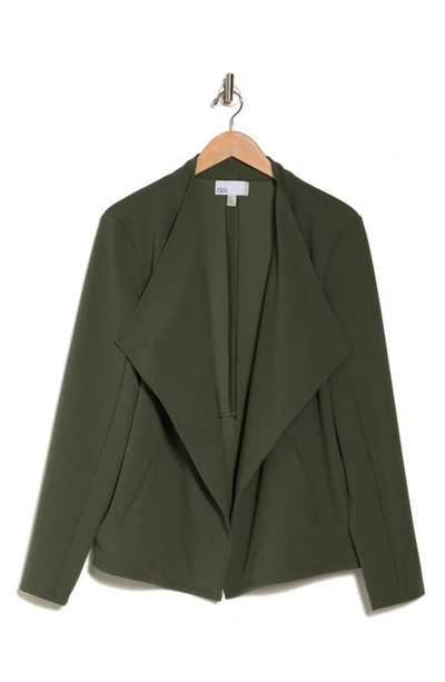 Nordstrom Rack Microstretch Drape Front Jacket In Green Beetle