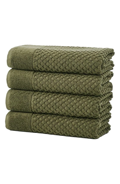 Woven & Weft Diamond Textured 6-pack Cotton Towels In Olive