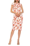 Alexia Admor Brigitta Bow Tie Bodice Midi Dress In Red Floral