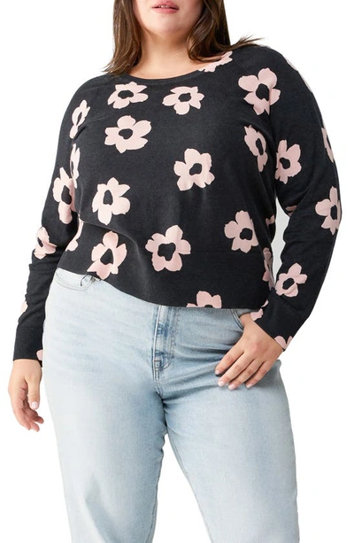 Sanctuary All Day Long Floral Cotton Blend Sweater In Flower Pop