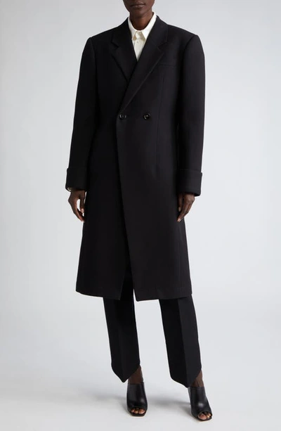 Bottega Veneta Structured Double Breasted Coat In Black