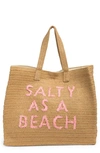 Btb Los Angeles Salty As A Beach Straw Tote In Sand Coral Rainbow