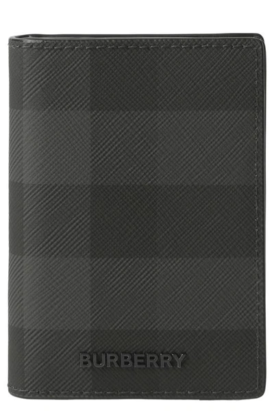Burberry Bateman Check Coated Canvas Bifold Wallet In Charcoal