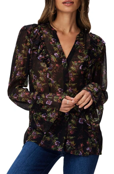 Paige Tuscany Floral Print Silk Georgette Button-up Shirt In Multicolor