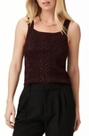 Paige Yuka Metallic Rib Sweater Tank In Burgundy Sparkle