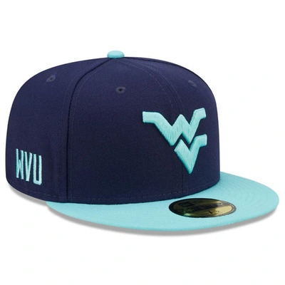 New Era Men's  Navy, Light Blue West Virginia Mountaineers 59fifty Fitted Hat In Navy,light Blue