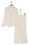 Nordstrom Rack Tranquility Long Sleeve Shirt & Pants Two-piece Pajama Set In Ivory Egret Amour Hearts