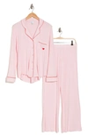 Nordstrom Rack Tranquility Long Sleeve Shirt & Pants Two-piece Pajama Set In Pink Shadow Pocket Heart