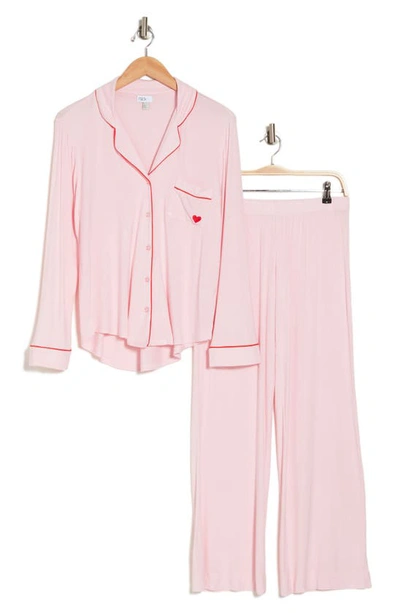 Nordstrom Rack Tranquility Long Sleeve Shirt & Pants Two-piece Pajama Set In Pink Shadow Pocket Heart