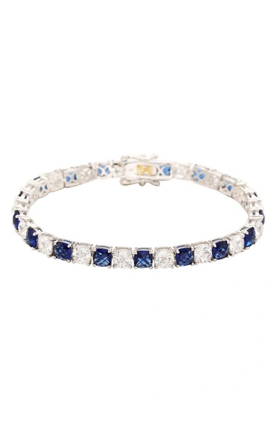 Suzy Levian Sapphire & Lab Created White Sapphire Tennis Bracelet In Blue