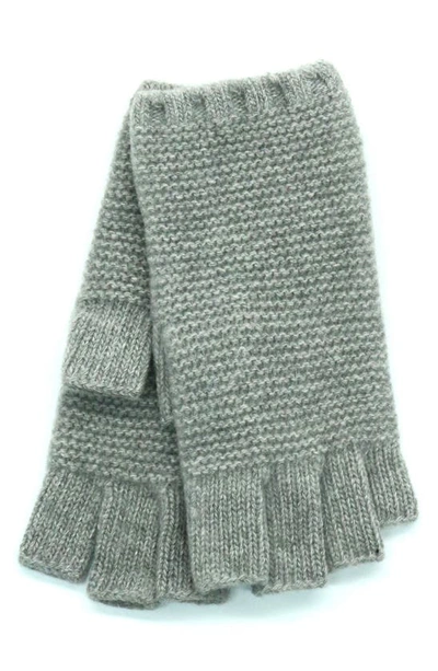 Portolano Fingerless Cashmere Gloves In Light Heather Grey