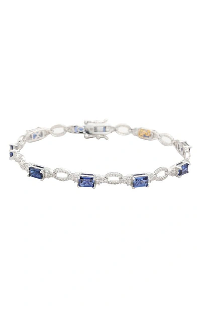 Suzy Levian Sapphire & Lab Created White Sapphire Tennis Bracelet In Blue